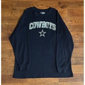 Dallas Cowboys Authentic Mens XLT Navy Blue Knit Thermal Long Sleeve Shirt